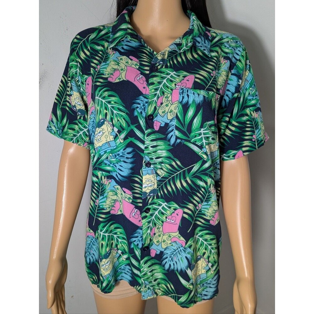 Nickelodeon Sponge Bob & Patrick Women's Multi Color Hawaiian Shirt
